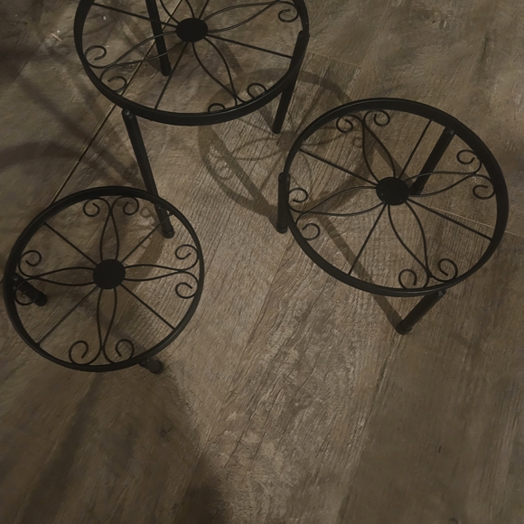 Set of Three Black Metal Plant Stands - Picture 3 of 3